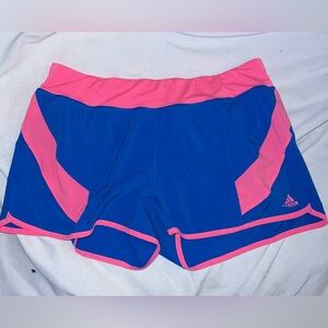Adidas Neon bubblegum pink and bright blue running shorts Large​